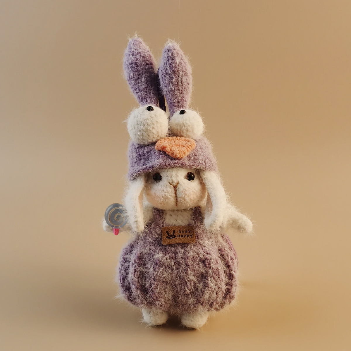 purple Googly-Eyed Bunny Plush Bag Charm