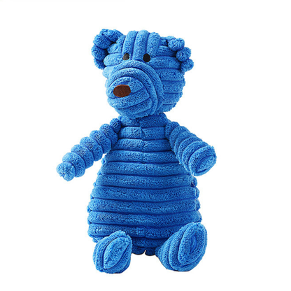 Fluffy and cute blue pet toy bear with black eyes. It's very soft and sturdy when pets play.