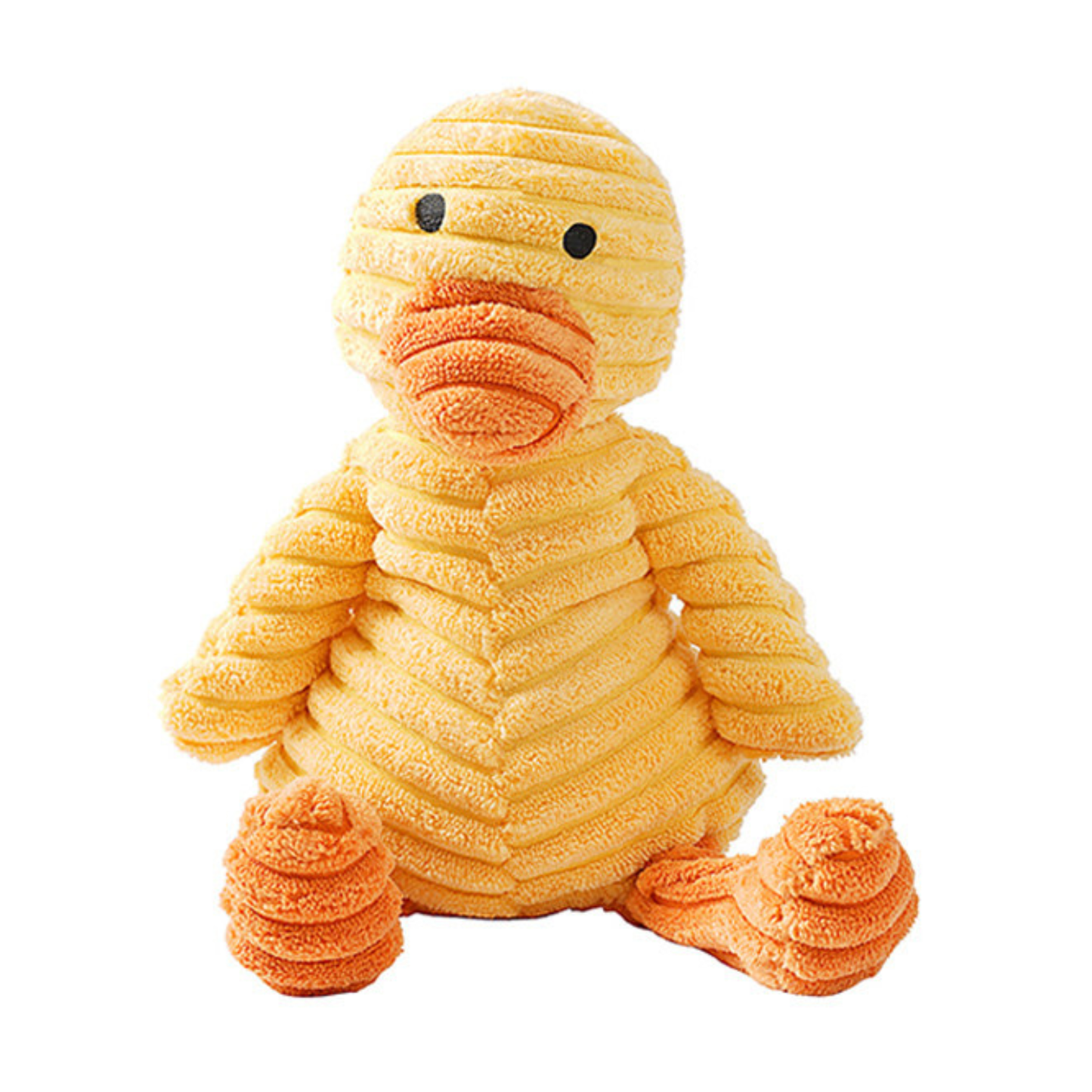 Fluffy and cute toy duck in yellow.  It's good for pets to play alone or with their owners. It's very soft and sturdy when play  